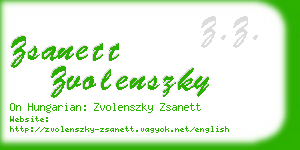 zsanett zvolenszky business card